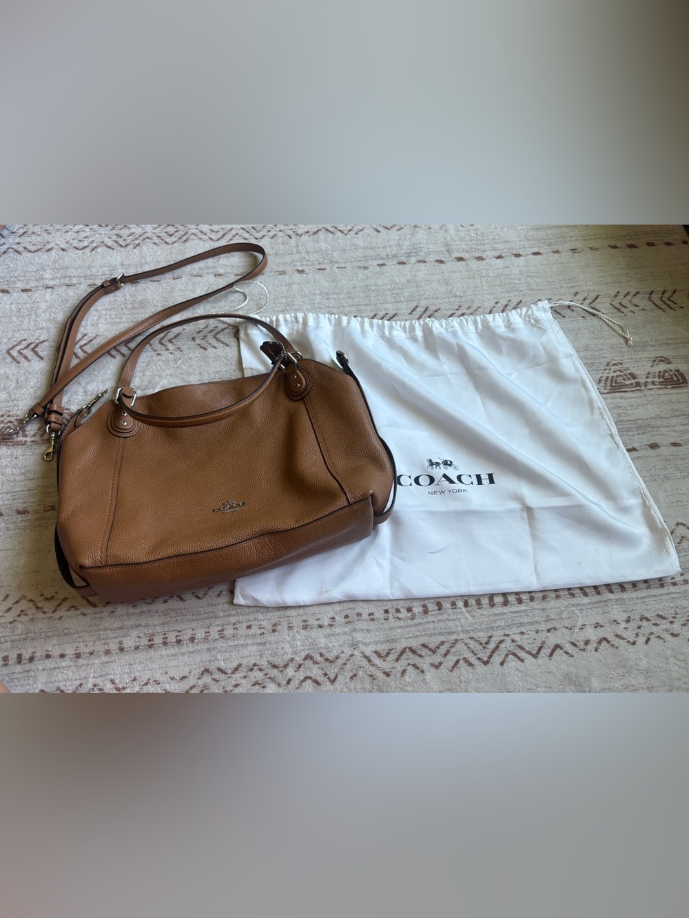 Coach Pebbled Leather Shoulder Bag in Saddle Tan